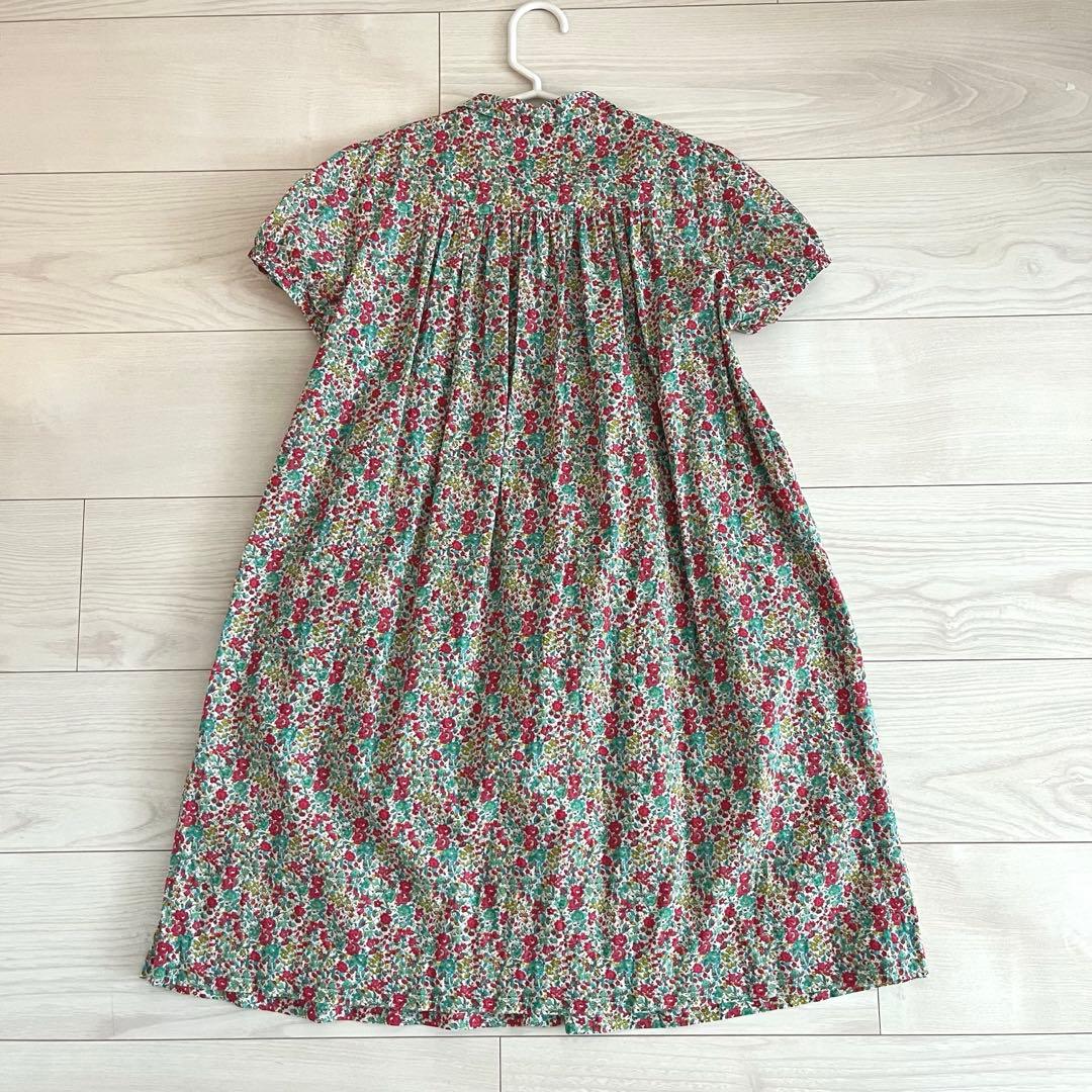 ボンポワン 半袖スモッキングワンピース ドレス リバティ 10a