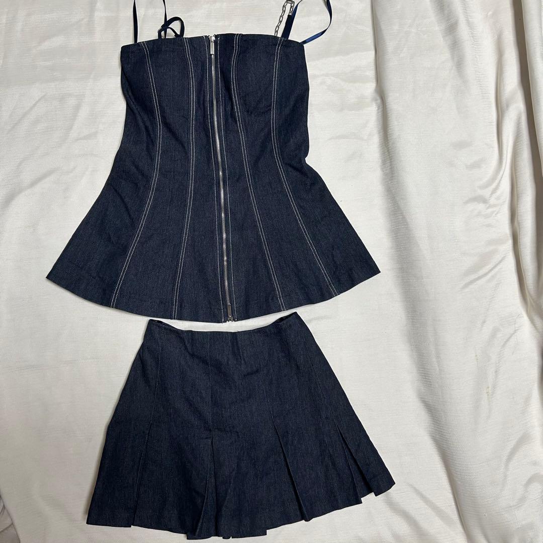 Micha 　　　デニムナイトドレス ジッパー付き フレア