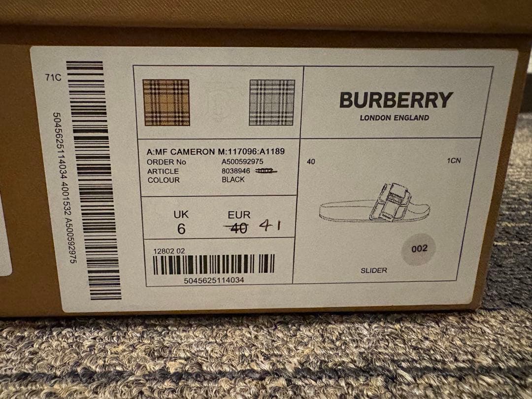 BURBERRY スライドサンダル 保存袋•紙袋•箱付き