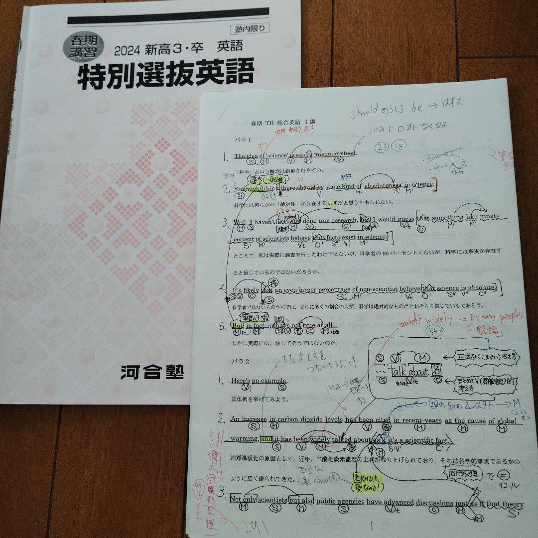 特別選抜英語 2024春期 河合塾【登木先生】