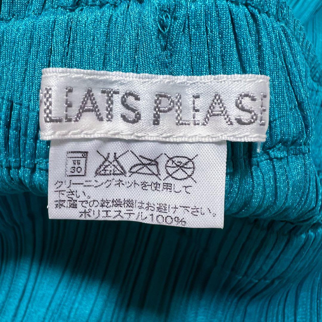 プリーツプリーズ サイドライン　パンツ　柄付き　裾フレア　ポケット　幾何学