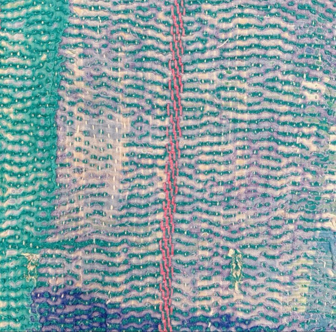 インド製ヴィンテージカンタ38 ラリーキルト ブルー グリーン オレンジ