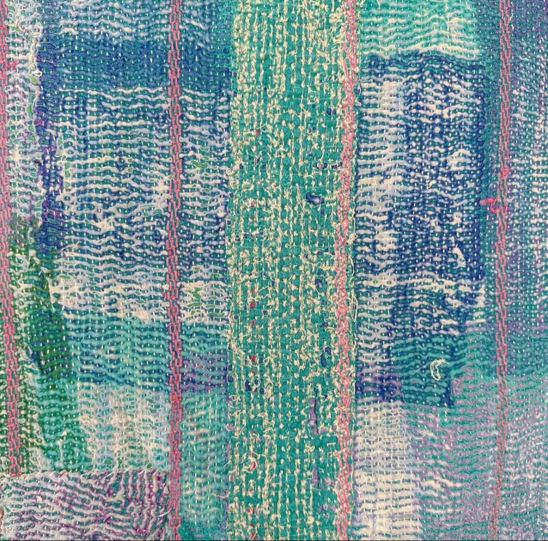 インド製ヴィンテージカンタ38 ラリーキルト ブルー グリーン オレンジ