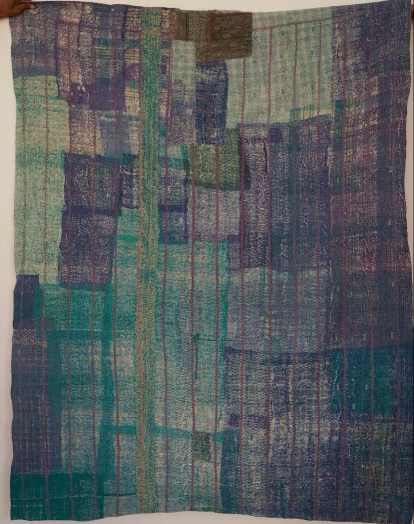 インド製ヴィンテージカンタ38 ラリーキルト ブルー グリーン オレンジ