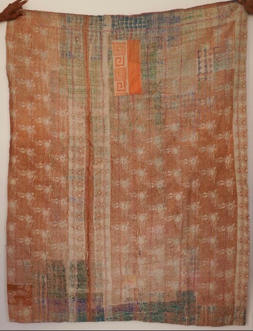 インド製ヴィンテージカンタ38 ラリーキルト ブルー グリーン オレンジ