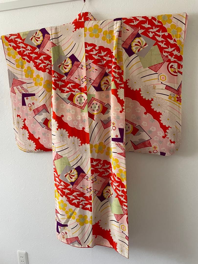 七五三　7歳　8歳　アンティークお着物セット　大寸作り帯コーデ