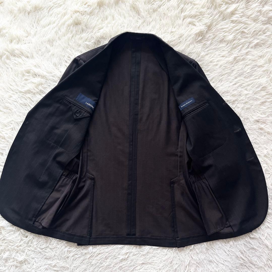 <極美品>LARDINI 新ロゴ ブラウン ウール スーツ サイズ46