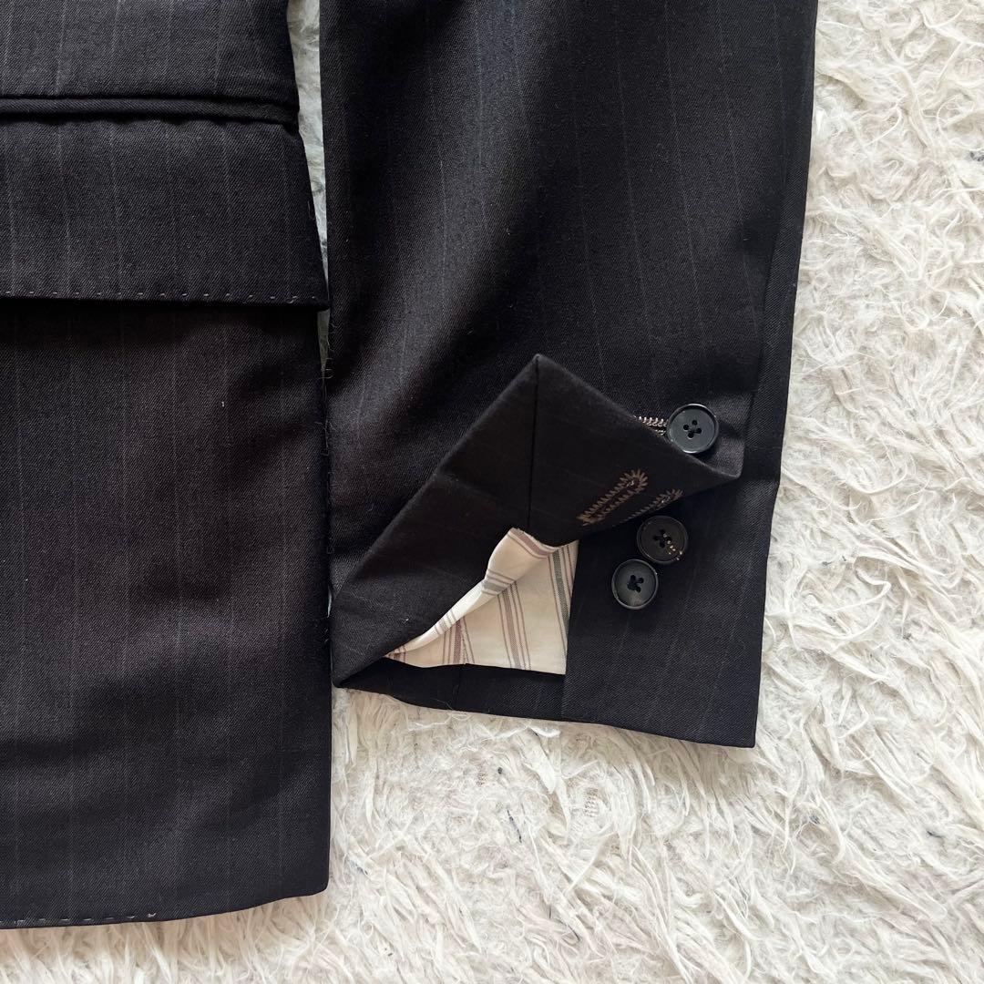 <極美品>LARDINI 新ロゴ ブラウン ウール スーツ サイズ46