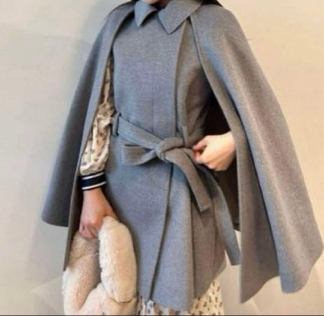 新品値札ありLILY BROWN ポンチョ・ケープコート グレー