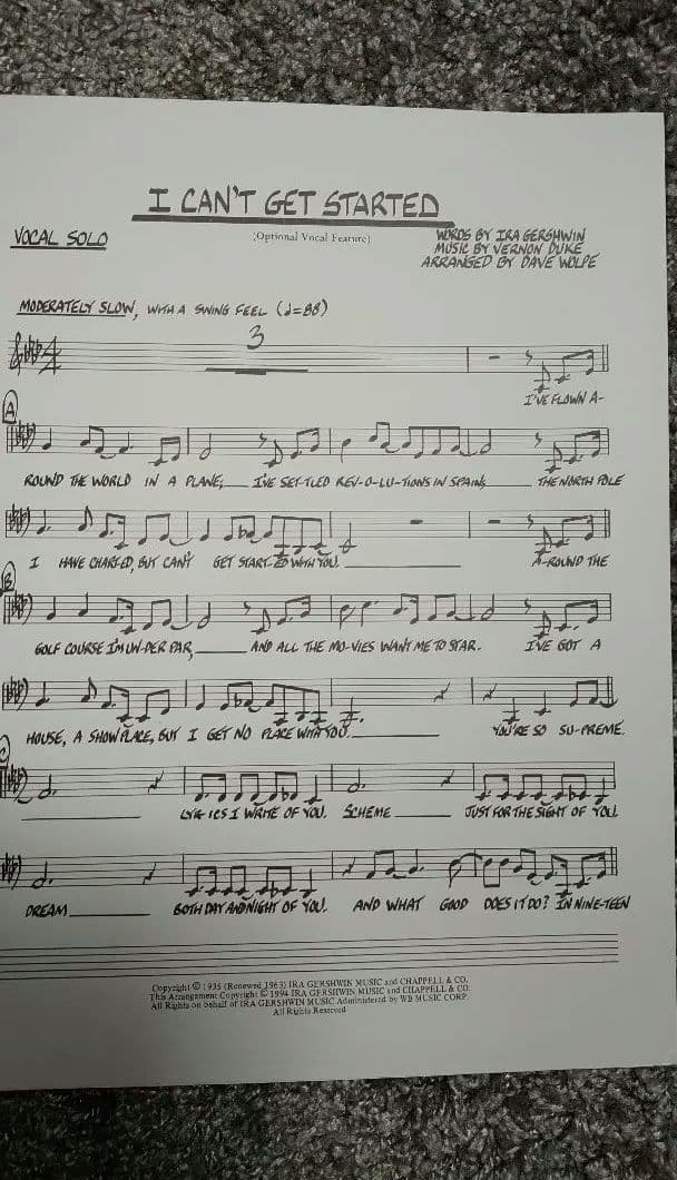 ボーカル フィーチャー　ビッグバンド譜面：I Can't Get Started