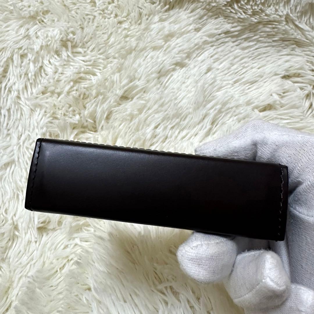 未使用に近い　バーバリー　がま口レザーケース 内側ノバチェック　ブラウン