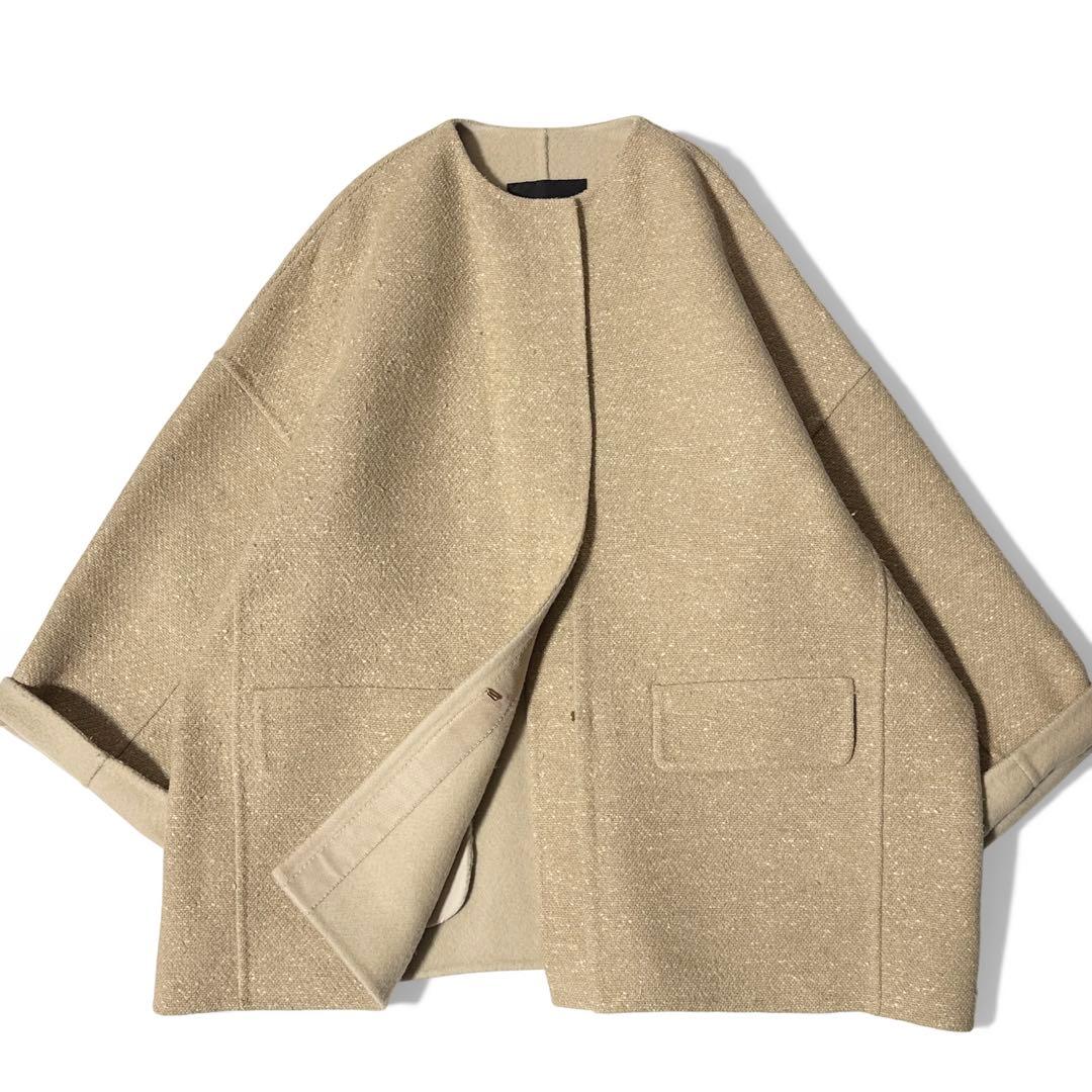 極美品✨️　ドゥロワー　ツイード リバージャケット　バイカラー　ベージュ