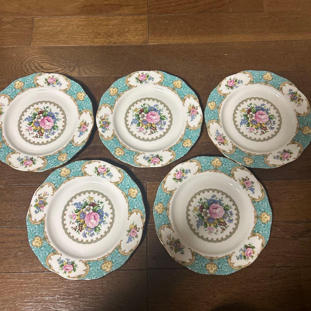   フラワー柄皿 5枚セット　21cm