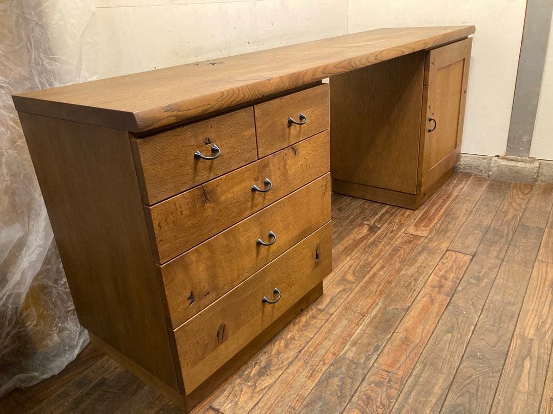 飛騨産業 キツツキ オーク無垢材 節あり 銘木 森のことば コンソール デスク