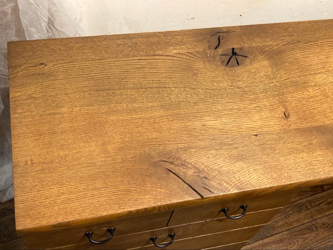 飛騨産業 キツツキ オーク無垢材 節あり 銘木 森のことば コンソール デスク