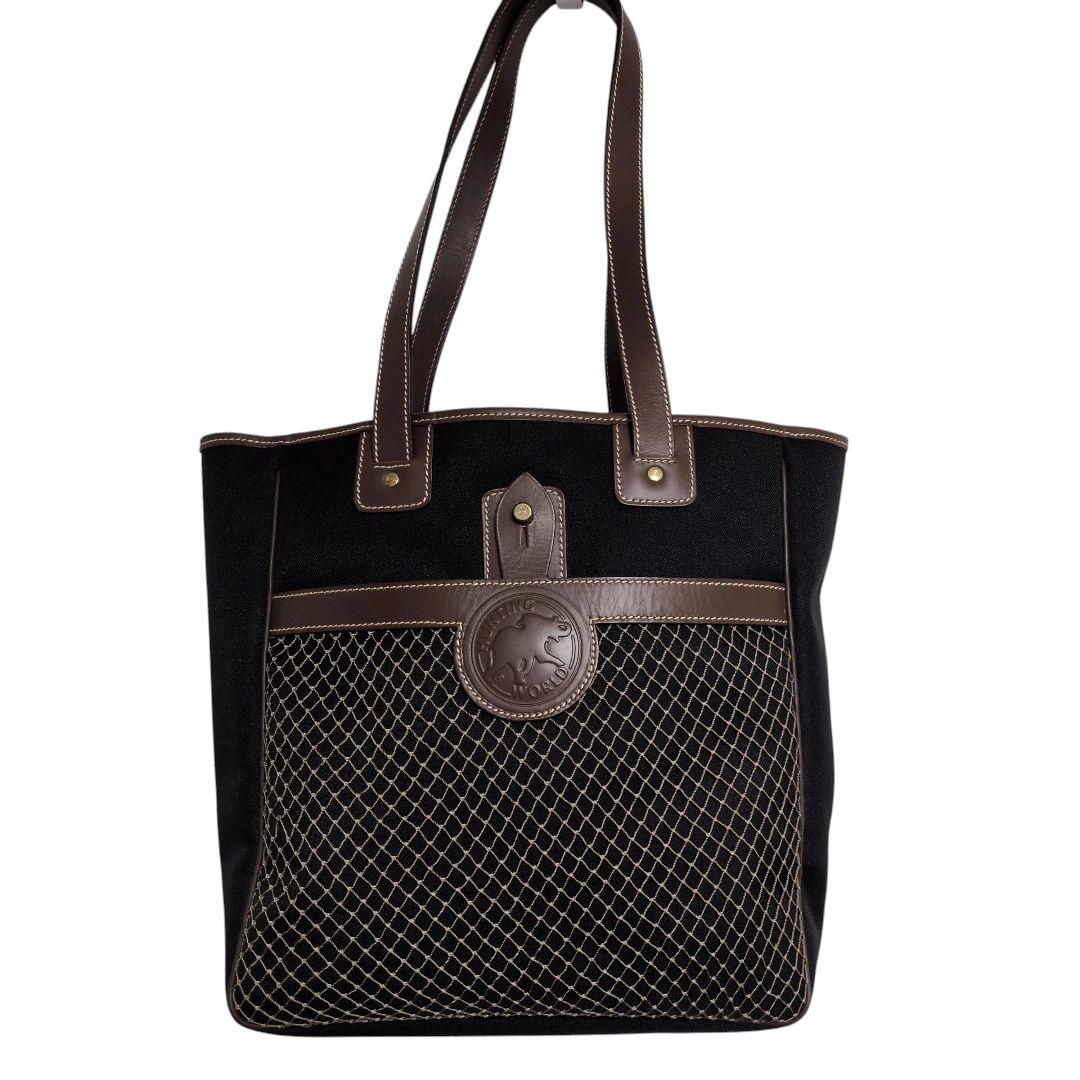 【美品】ハンティングワールド サファリトゥデイ デカロゴ トート 黒 大容量