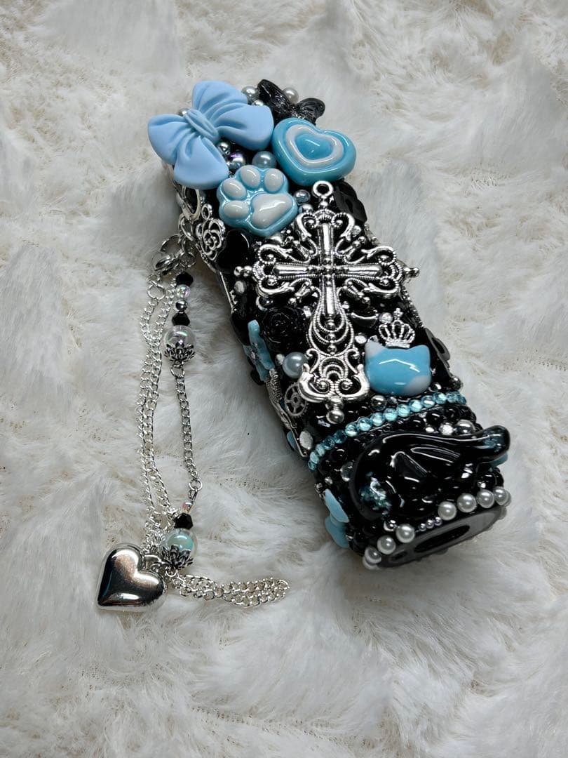 ［即購入可］IQOSイルマ（i）ワンデコケース30-黒＆水色系-