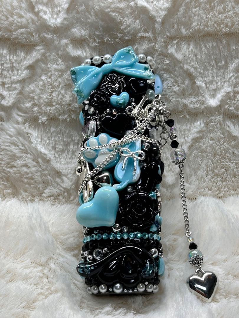 ［即購入可］IQOSイルマ（i）ワンデコケース30-黒＆水色系-