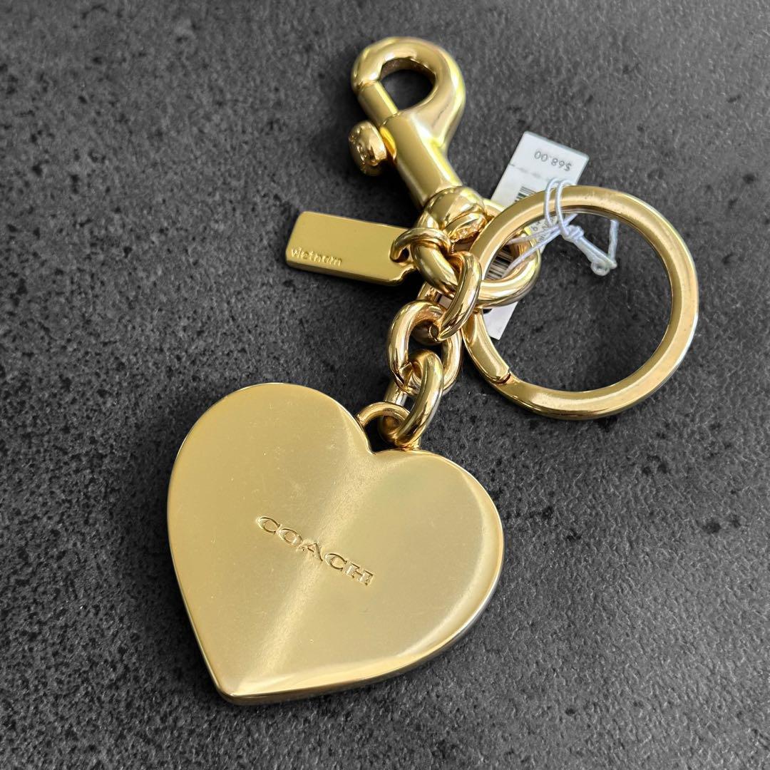 未使用✨COACH Heart Studded Bag Charm