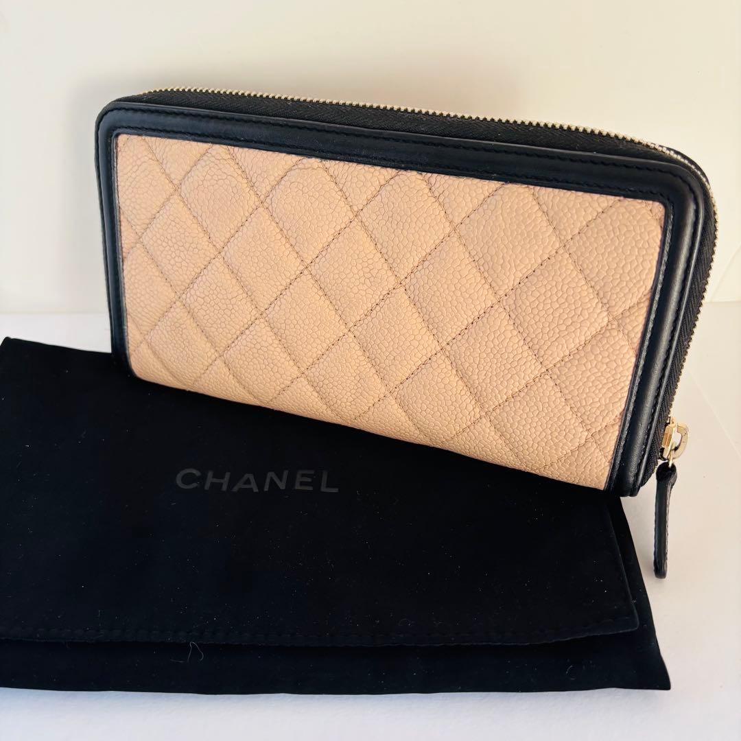 【美品】シャネル　CCフィリグリー　マトラッセ　ラウンドファスナー　長財布