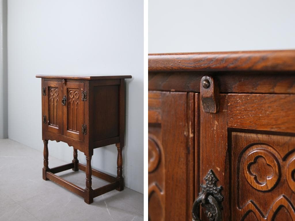 英国アンティーク木製カップボード/キャビネット/キッチン収納/飾り棚91-171