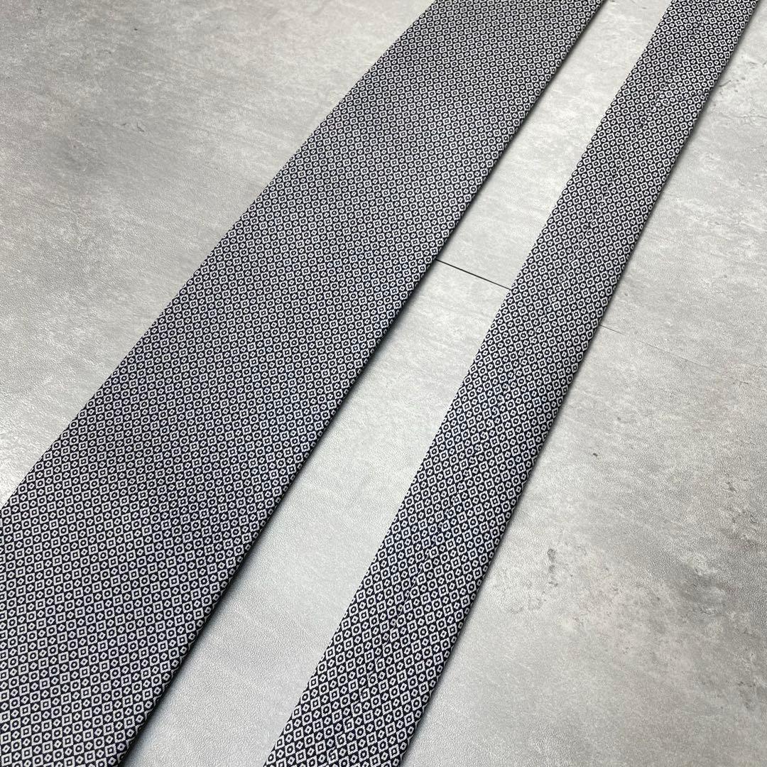 美品 E.Marinella Napoli チェック柄 格子柄 ネクタイ 紺