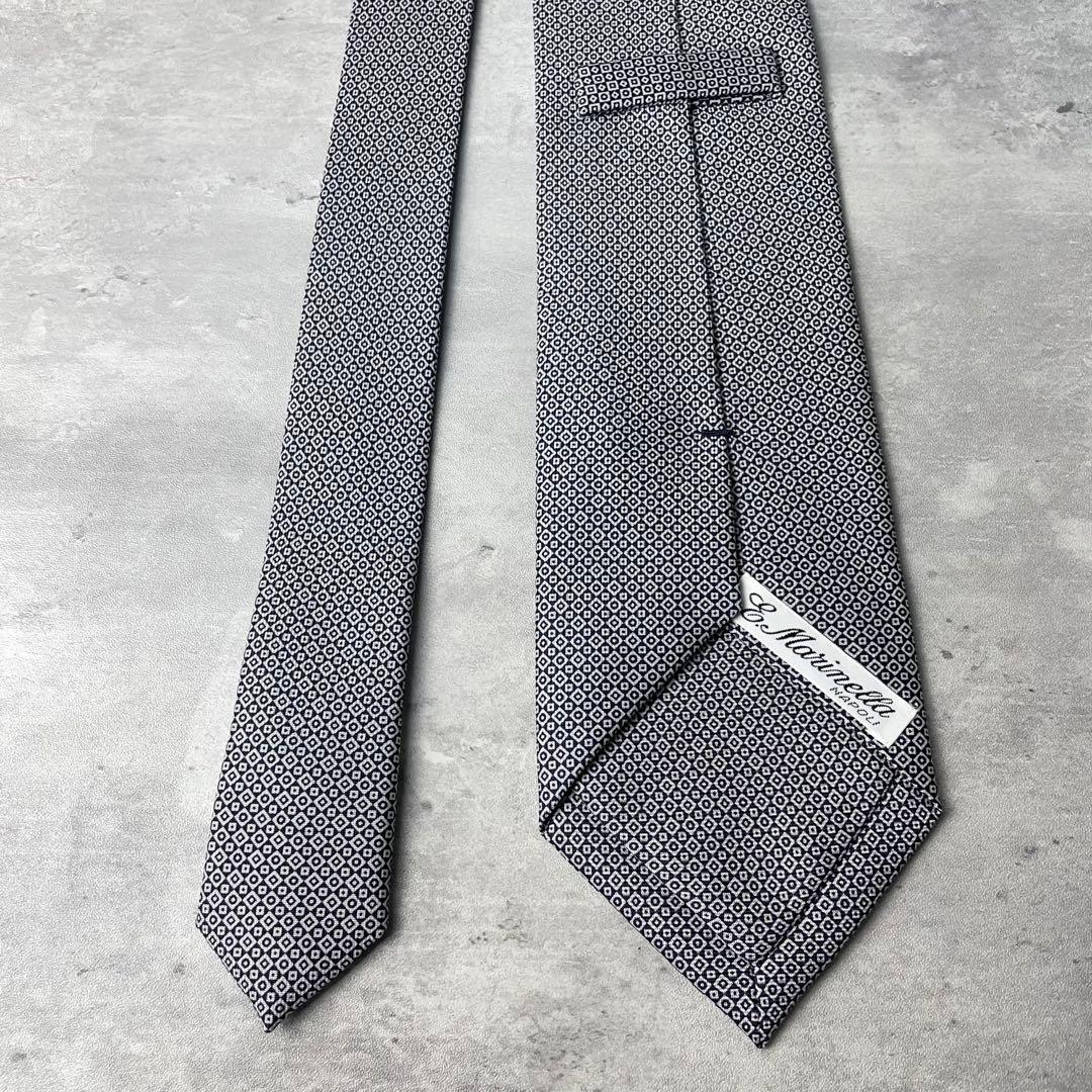 美品 E.Marinella Napoli チェック柄 格子柄 ネクタイ 紺