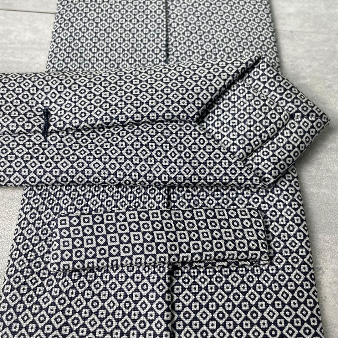 美品 E.Marinella Napoli チェック柄 格子柄 ネクタイ 紺