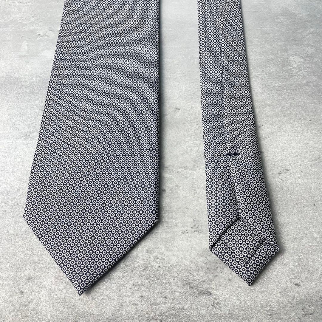 美品 E.Marinella Napoli チェック柄 格子柄 ネクタイ 紺