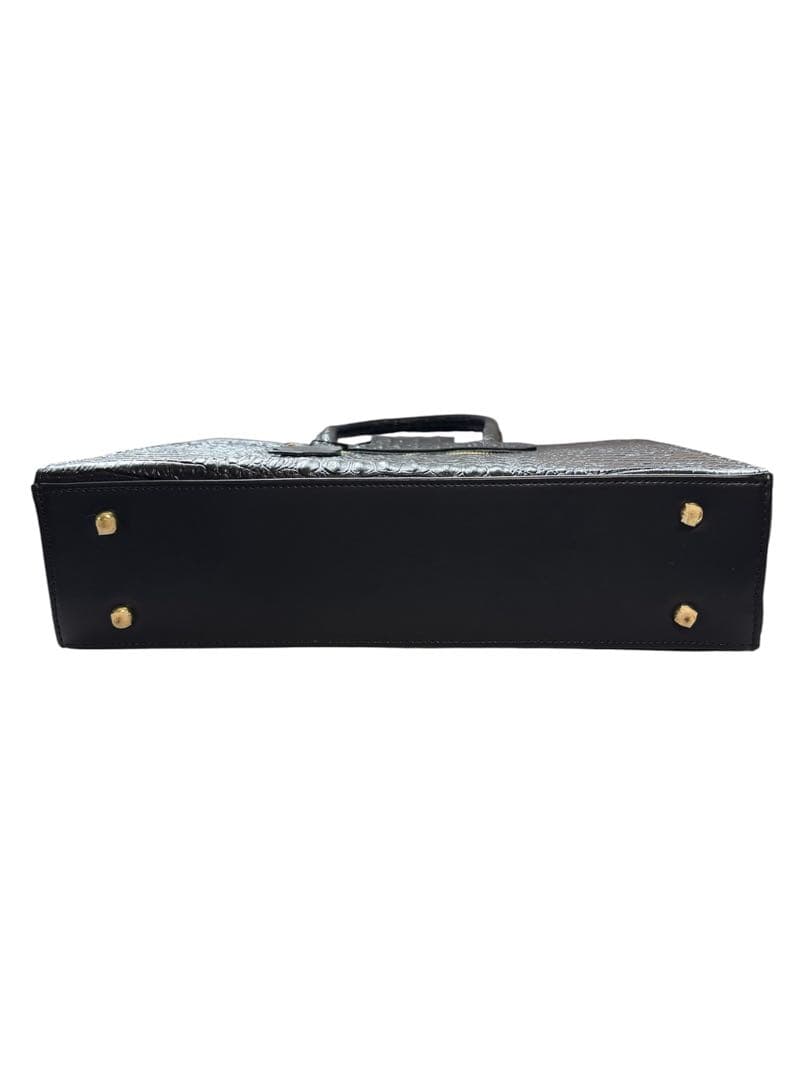 新品未使用 レディースビジネスバッグ 本革 ブラック 黒 クロコ型押 ショルダー