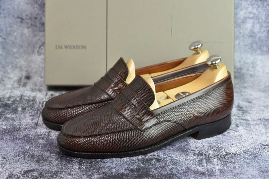 純正ツリー付　J.M.WESTON　#180　リザード　6.5E　ダークブラウン