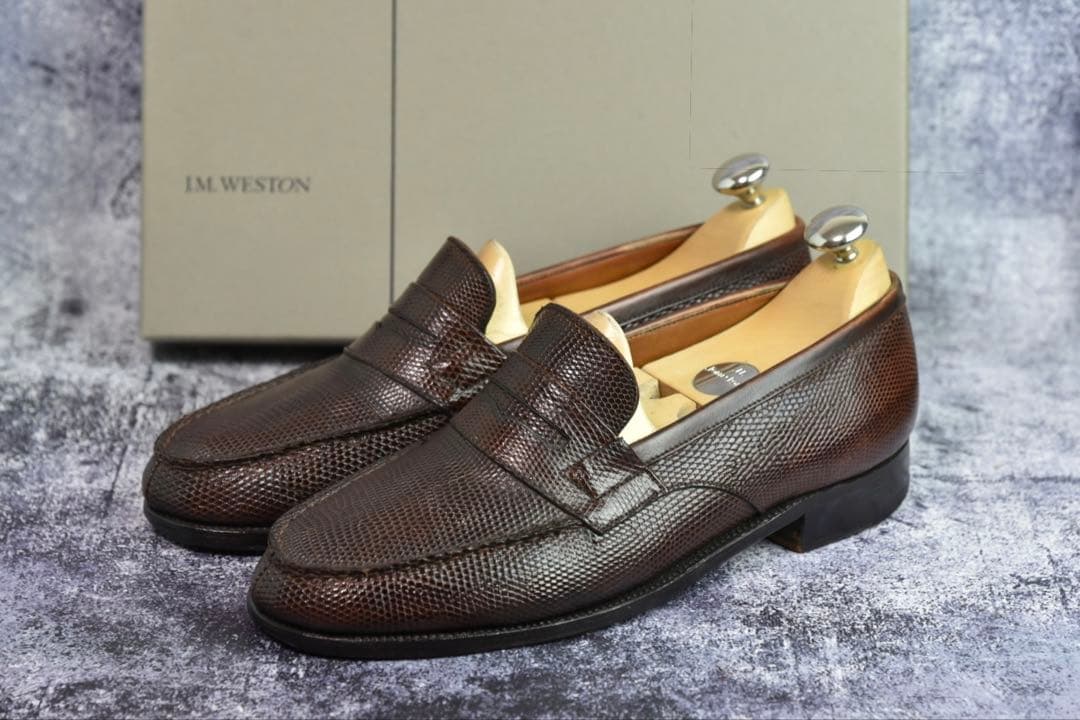 純正ツリー付　J.M.WESTON　#180　リザード　6.5E　ダークブラウン