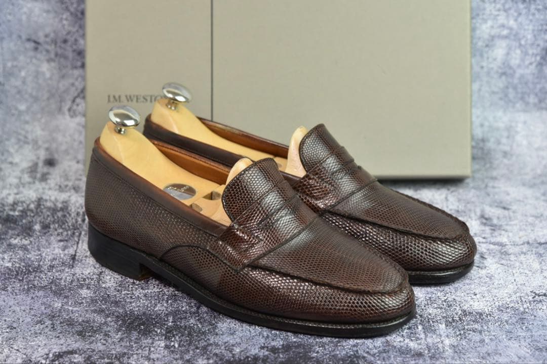 純正ツリー付　J.M.WESTON　#180　リザード　6.5E　ダークブラウン