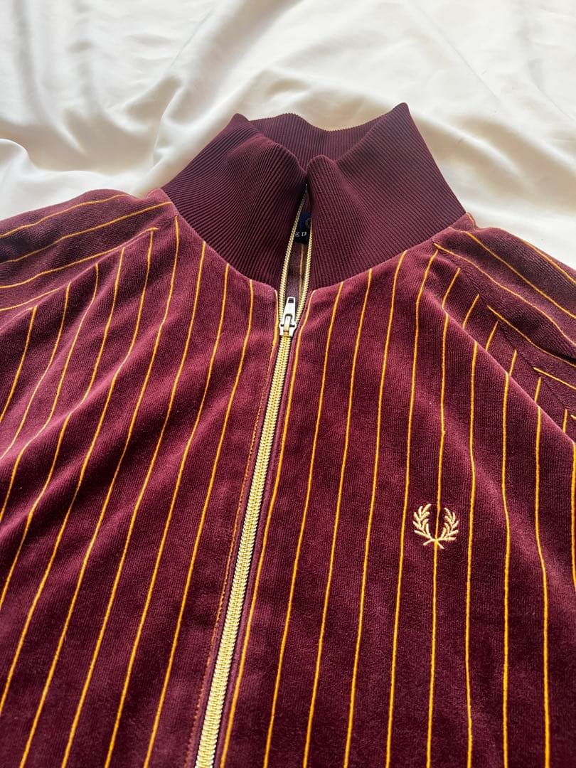 フレッドペリー ベロア トラックジャケット ジャージ ストライプ ロゴ刺繍