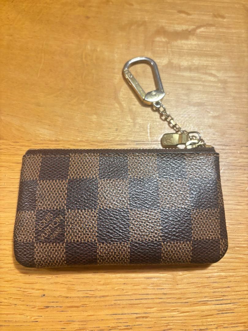 ダミエパターン ブラウンレザーキーケースケース