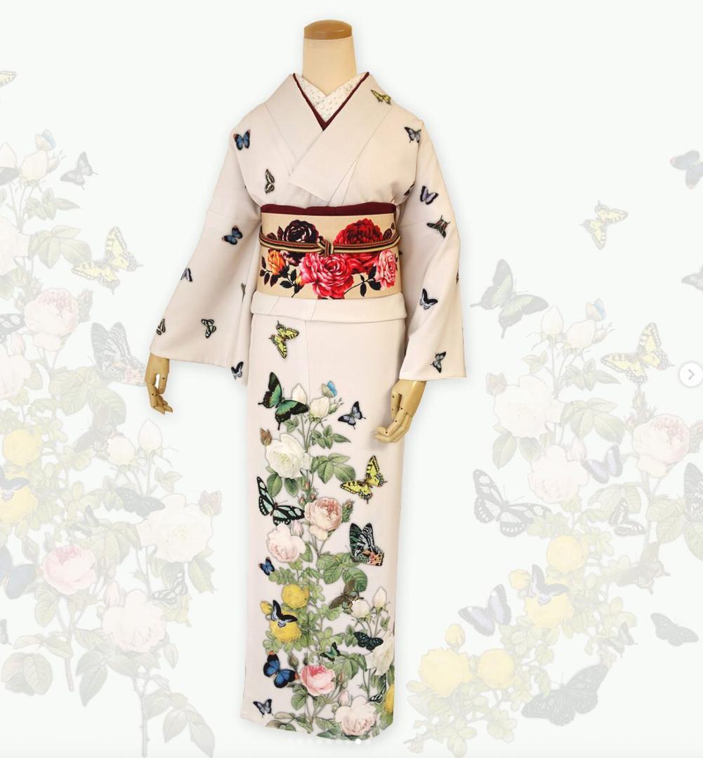 豆千代モダン　訪問着　薔薇と蝶のワルツ
