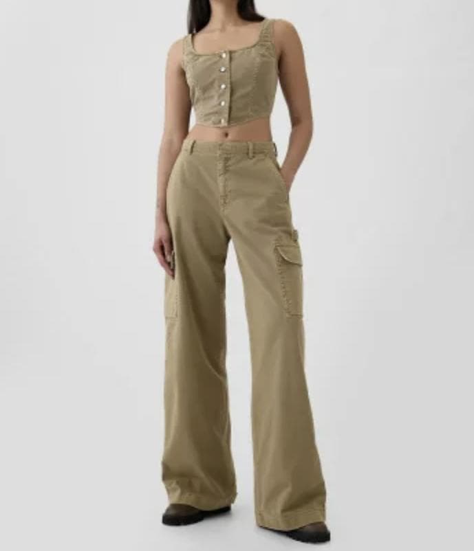 ローライズ バギー カーキ GAP ギャップ パンツ カーゴパンツ レディース