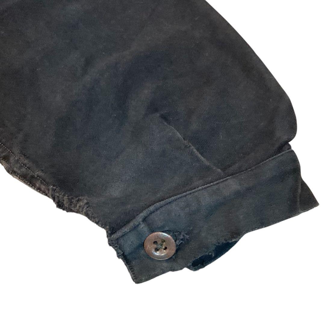 40s フレンチ ヴィンテージ ブラックモールスキンジャケット Vポケット 古着