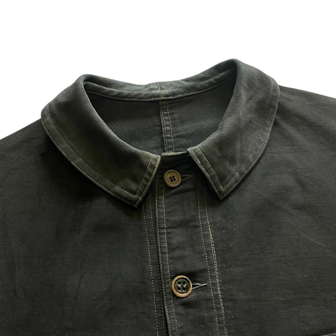 40s フレンチ ヴィンテージ ブラックモールスキンジャケット Vポケット 古着