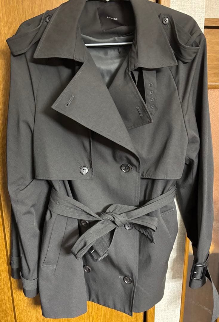 【美品】anuans ハーフオーバートレンチコート チャコールグレー　Mサイズ