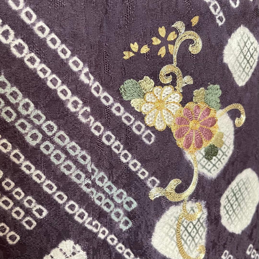 しつけ付き 手刺繍×絞り 付下げ訪問着 正絹着物 トールサイズ裄丈70