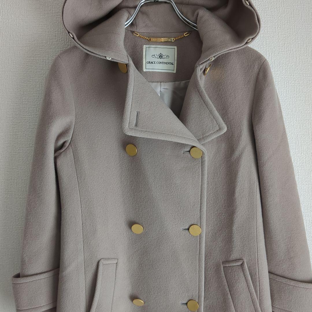 グレースコンチネンタル ダブルブレスト ウール コート ベージュ 36