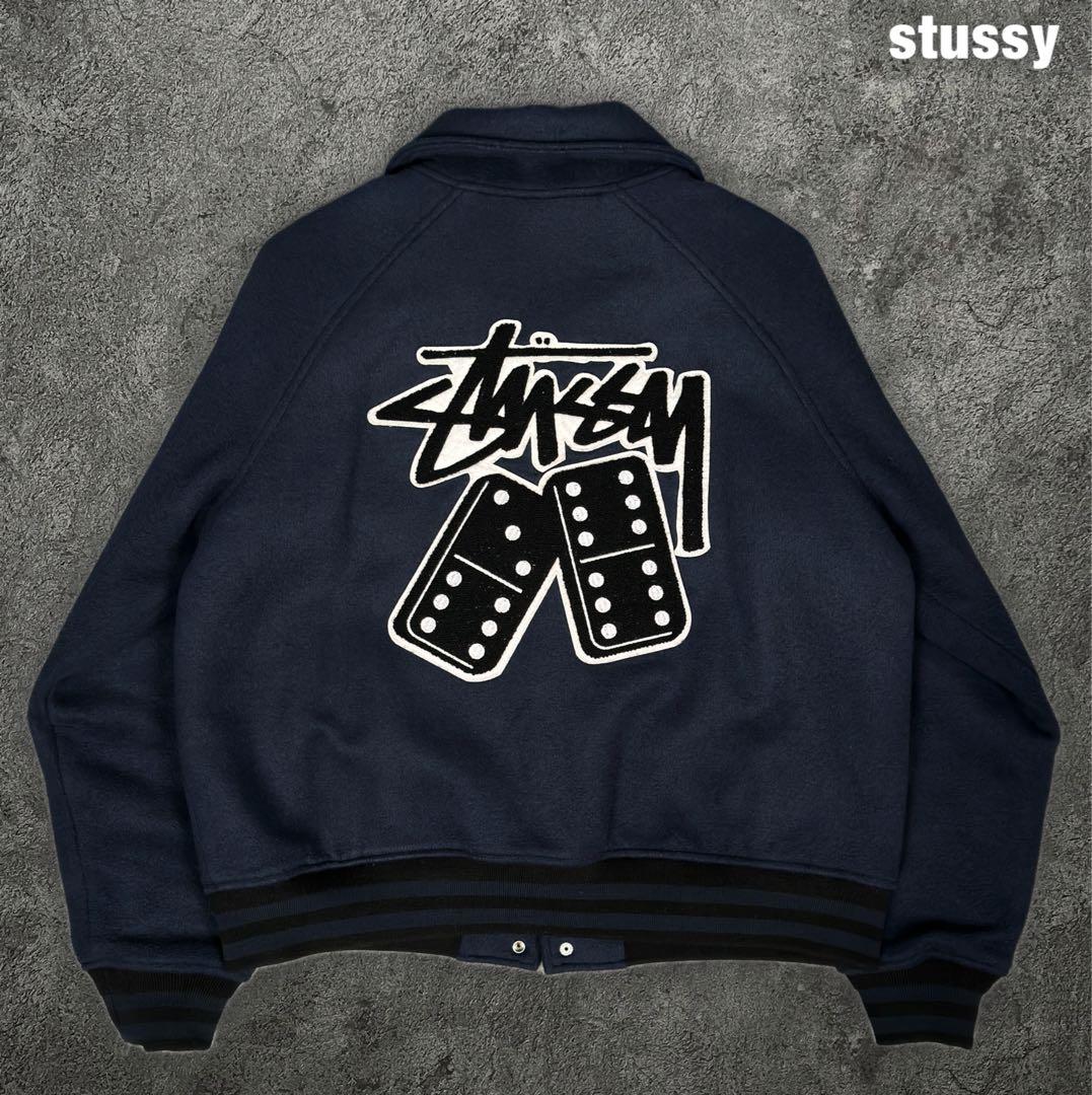 stussy 両面刺繍 ダイス柄 ウール スタジャン ジャケット ステューシー
