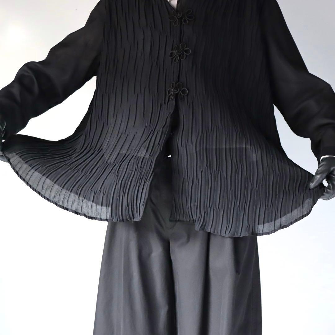 90s archive プリーツ チャイナジャケット 黒色 モード ブラック
