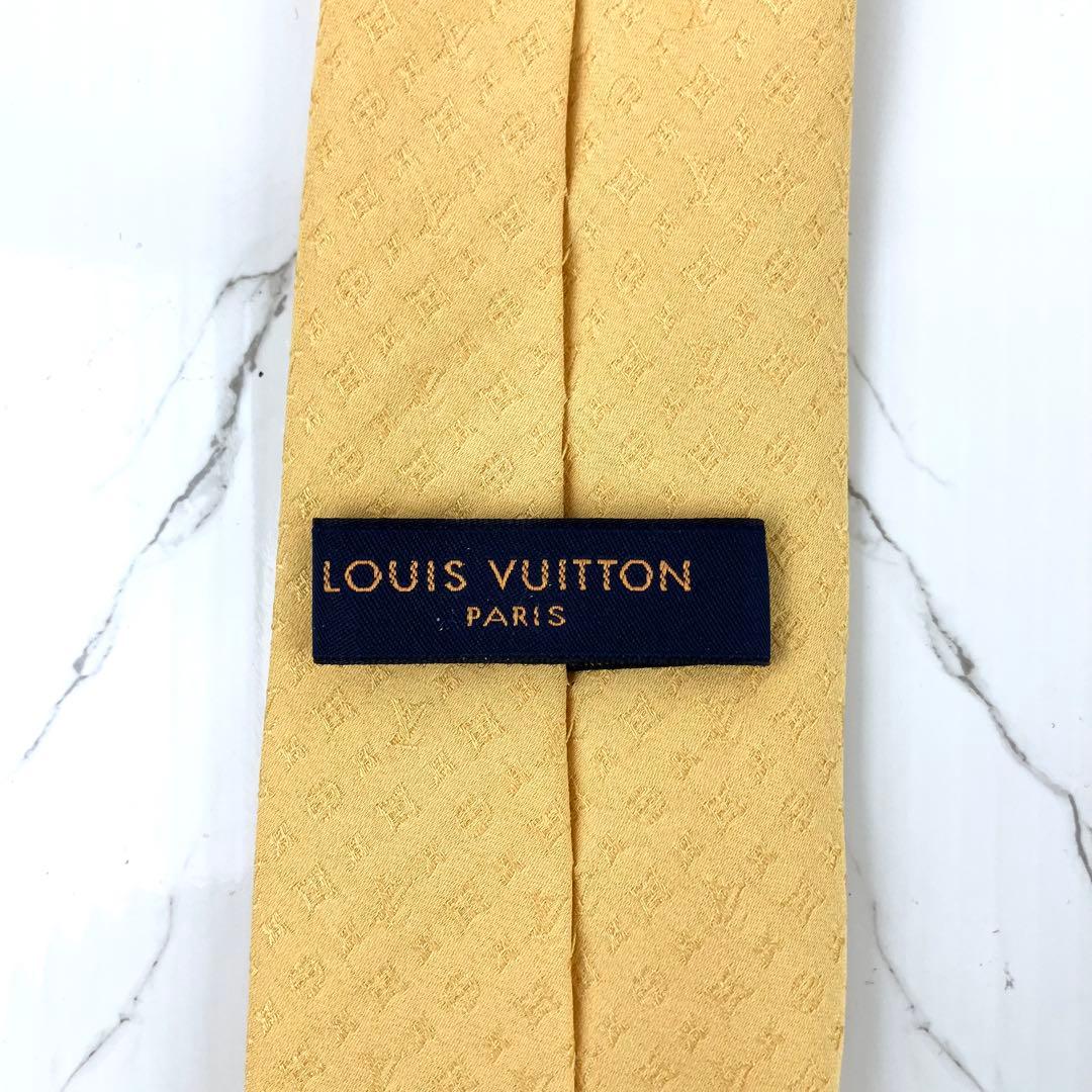 現行モデル　ルイヴィトン　ネクタイ　モノグラム　ソリッド　ジャガード　イエロー