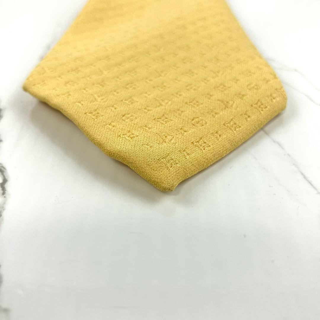 現行モデル　ルイヴィトン　ネクタイ　モノグラム　ソリッド　ジャガード　イエロー