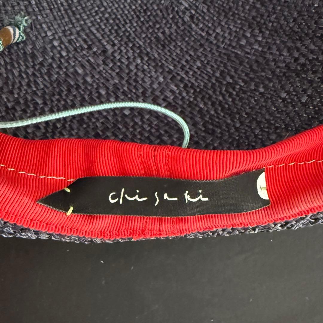 【chisaki】バオ 麦わら ベレー帽 トーク帽　ネイビー　ハットボックス付き