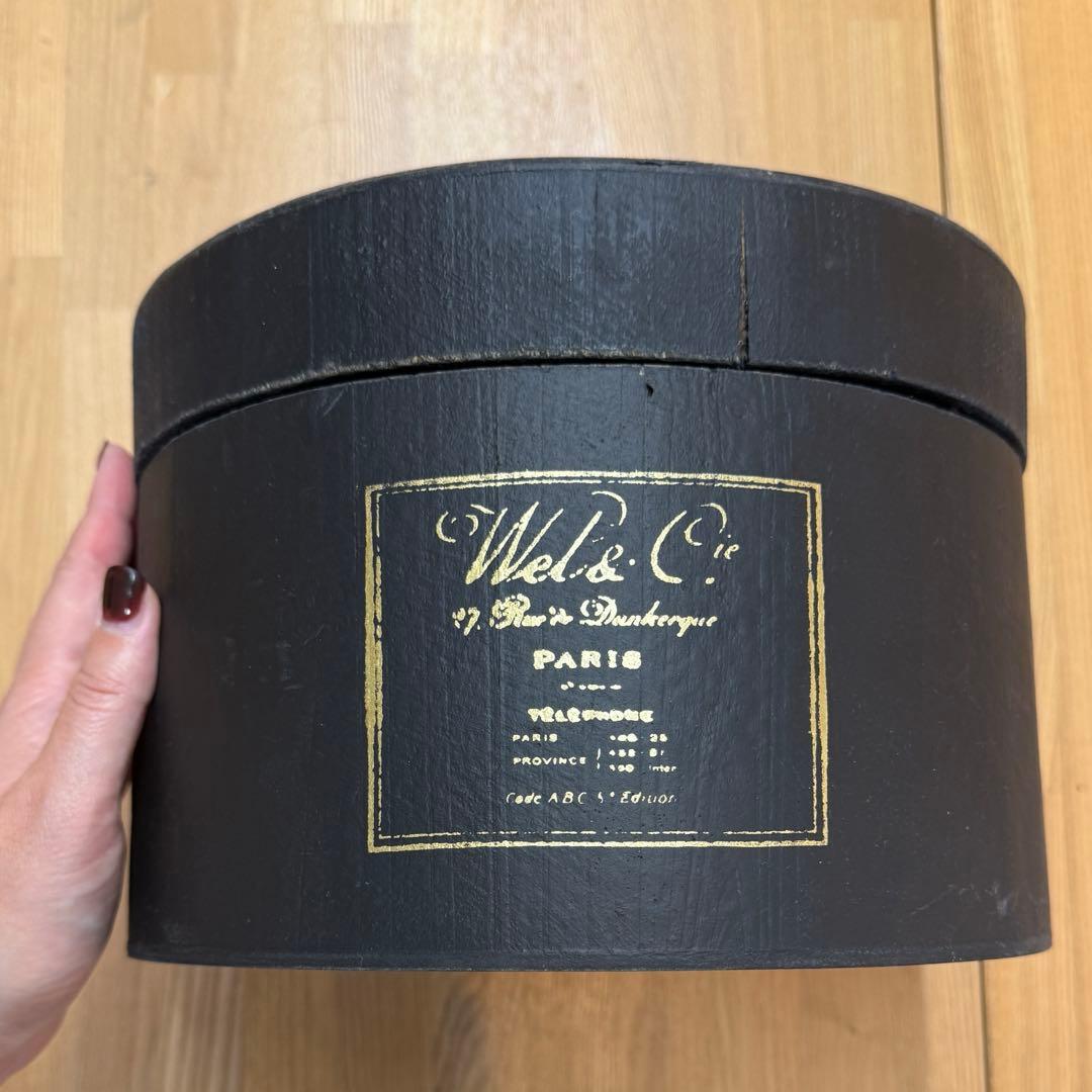 【chisaki】バオ 麦わら ベレー帽 トーク帽　ネイビー　ハットボックス付き