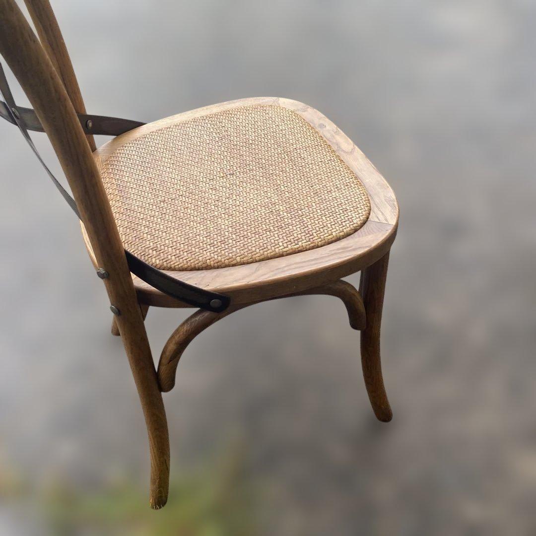 木製クロスバックダイニングチェア　ビンテージ調　クラッシュゲート