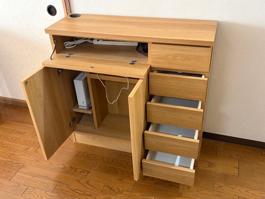 収納家具　サイドボード　木製キャビネット　W90 D30 H85